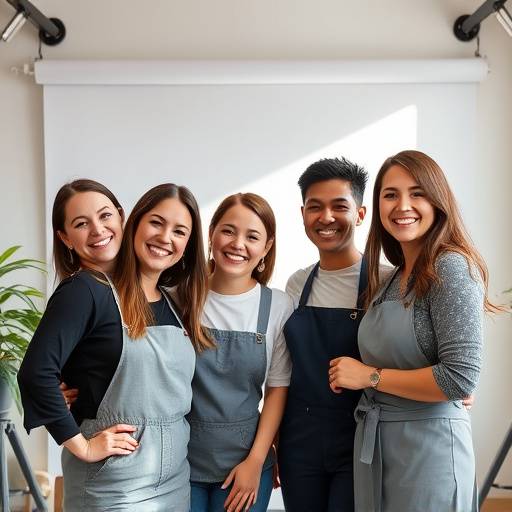 Equipe do estüdio sorrindo, composta por fotógrafos e assistentes
