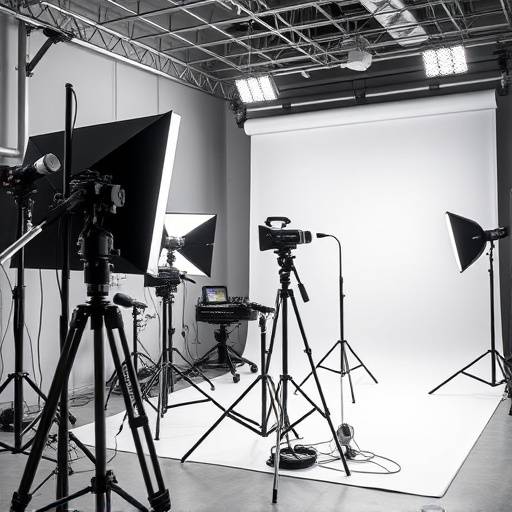 Estüdio fotográfico profissional com equipamentos modernos