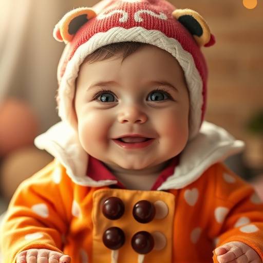 Fotografia de um ensaio temático com um bebê fantasiado, criando memórias divertidas e inesquecíveis.
