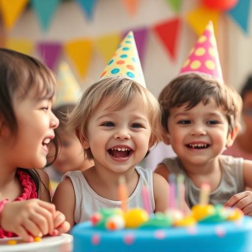 Fotografia de uma festa de aniversário infantil com as crianäas brincando e se divertindo, capturando a alegria e a espontaneidade da infância.