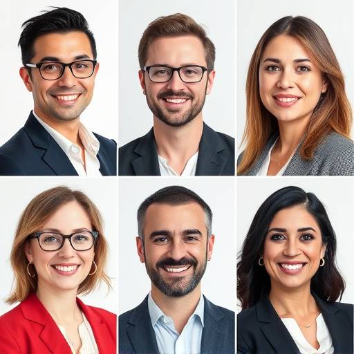 Retratos corporativos da equipe Inovaäão com cada membro sorrindo e mostrando profissionalismo.